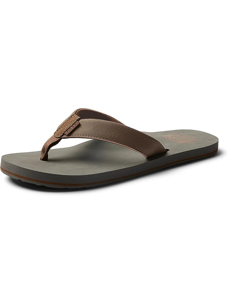 Men’s Tan Grey Twinpin Flip Flop Sandals Brown Vegan Leather Casual